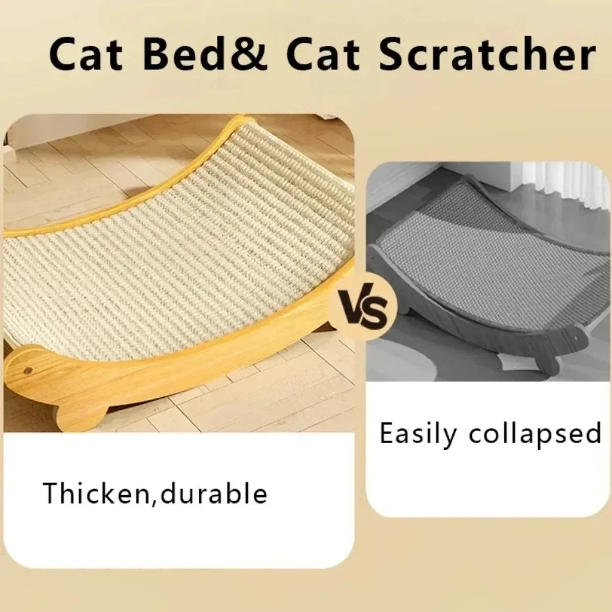 Wooden Cat Scratching Pad with Detachable Bed Multifunctional Cat Scratcher Board.