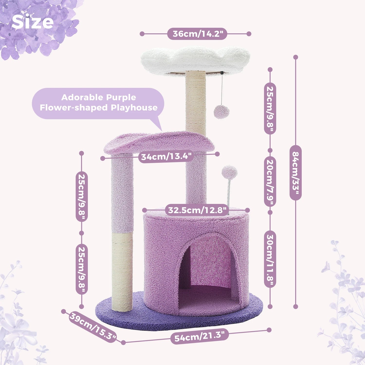 Flower Cat Tree for Indoor Cats, Small Cat Tower with Sisal Scratching Post,