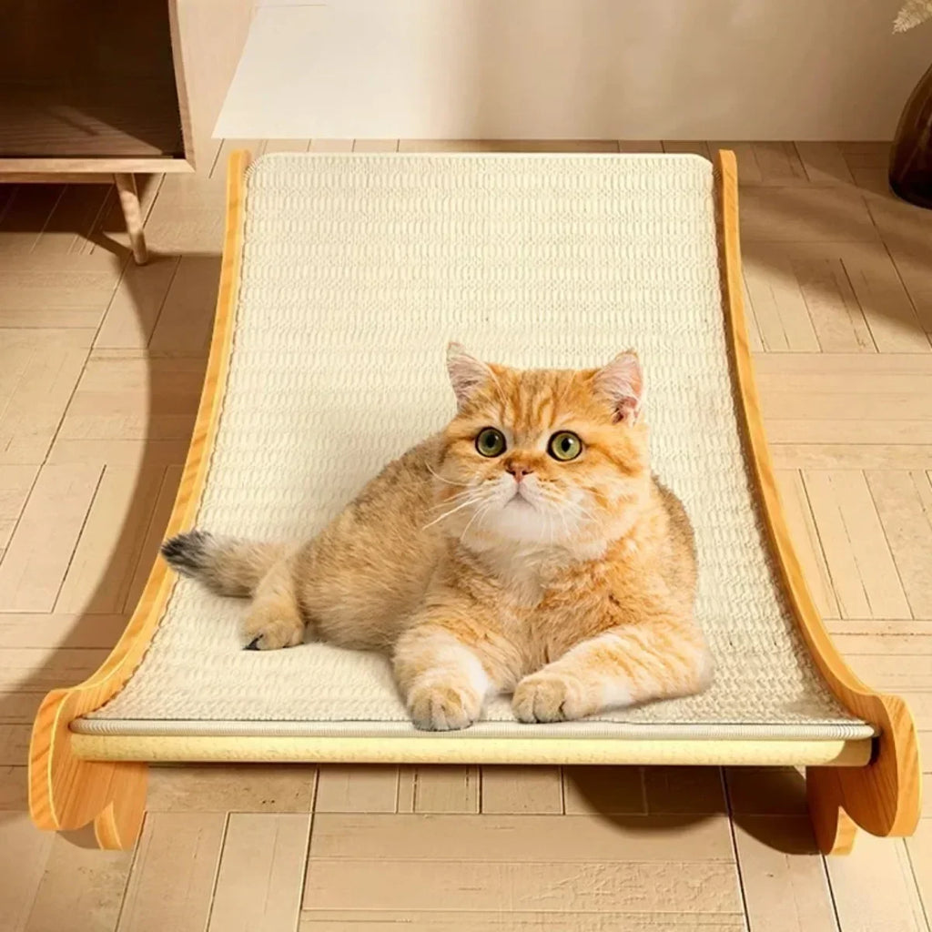 Wooden Cat Scratching Pad with Detachable Bed Multifunctional Cat Scratcher Board.