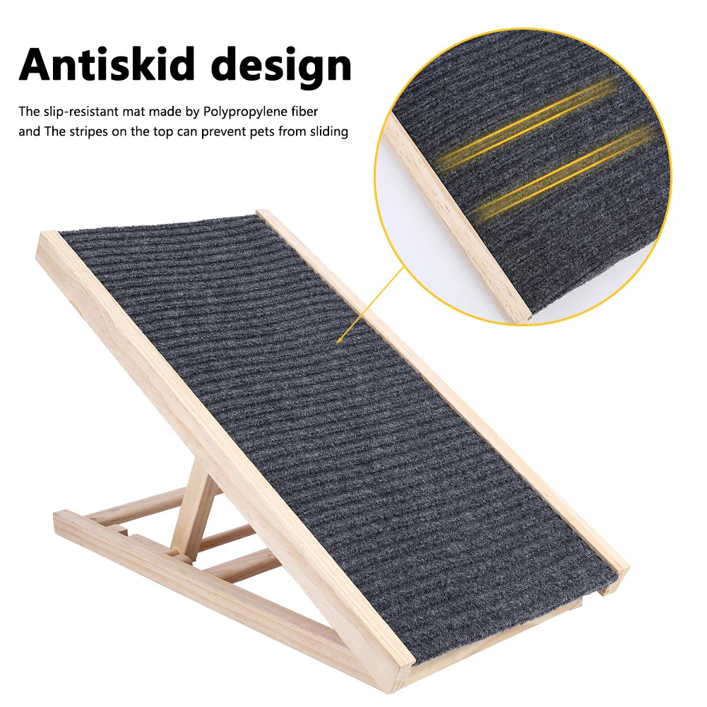 Pet Dog Ramp Ladder Natural Pine Wooden.