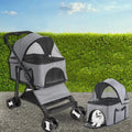 Pet Dog Stroller Foldable Travel Carrier Strolling Cart, pushchair Jogger Buggy with 4 Wheels and Rain Cover