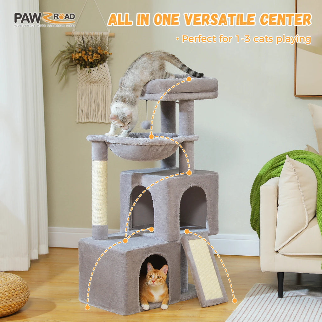 Large Cat Tree for Indoor Cats Multi-Level Cat Tower with Spacious Condos.