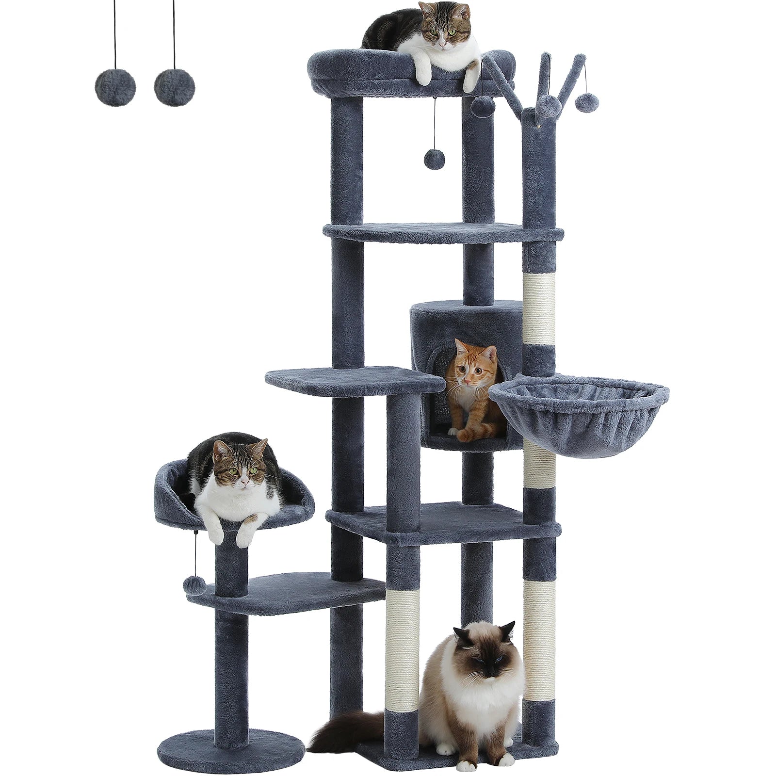 Cactus Tall Cat Tree for Large Cat Multi-Level Cat Tower for Indoor Cat Condo.