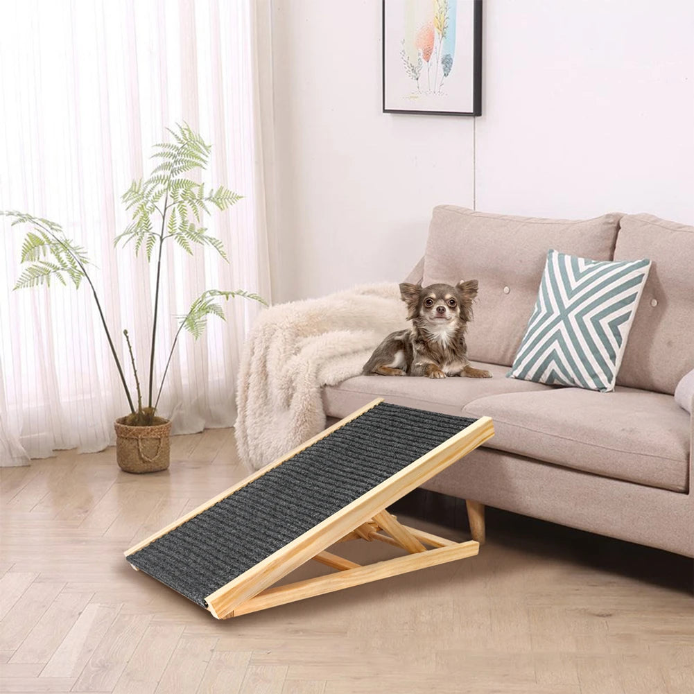 Pet Dog Ramp Ladder Natural Pine Wooden.