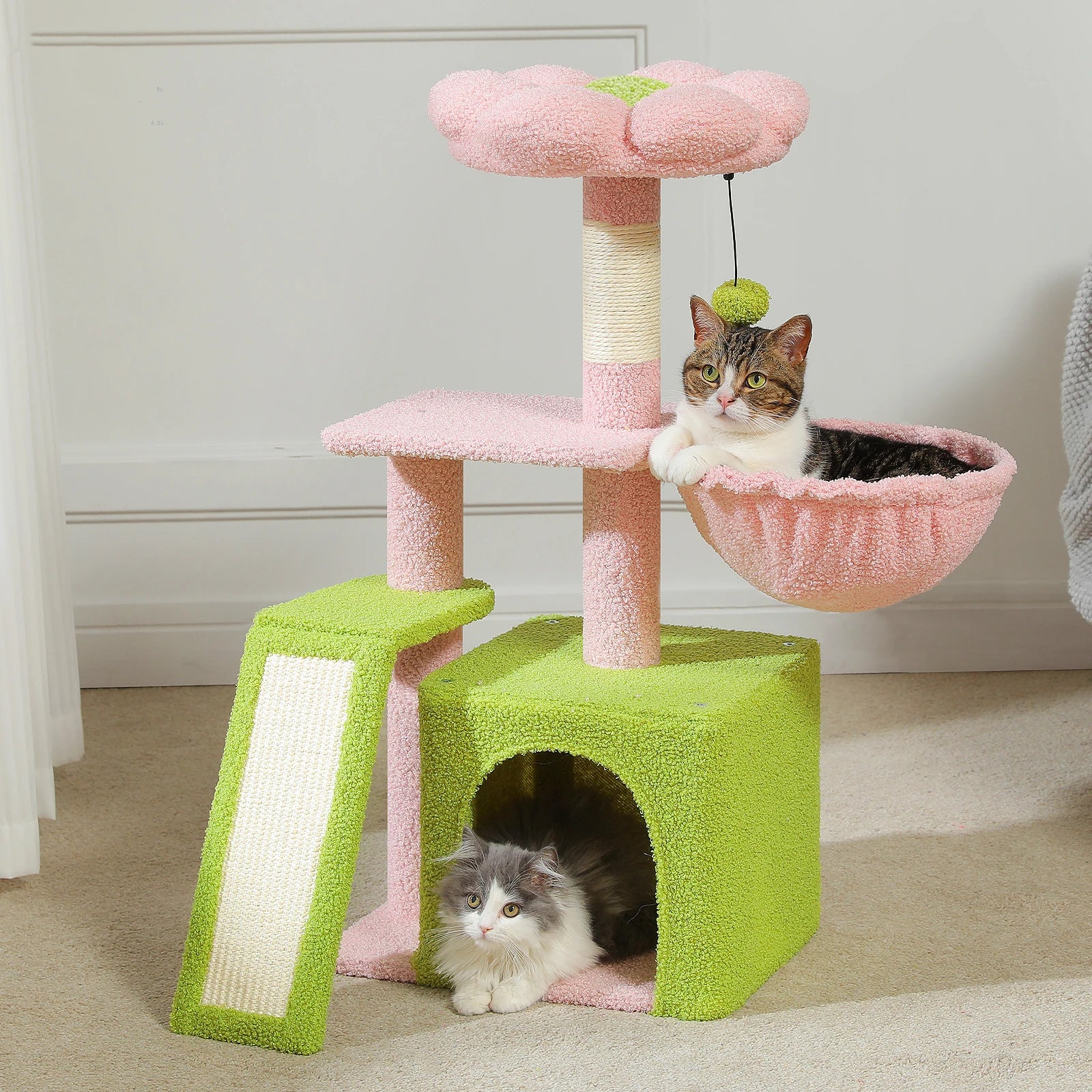 Small Cat Tree Cat Tower with Natural Sisal Scratching Post, Spacious Top Perch.