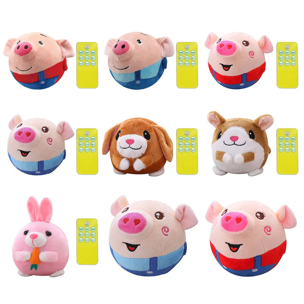 Cartoon Pig Active Moving Pet Plush Toy USB Rechargeable.