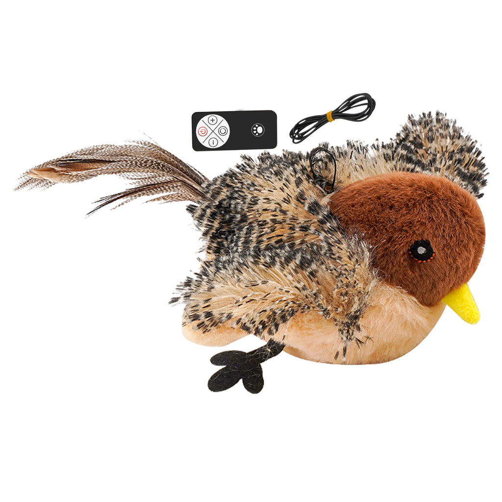 Remote Control Simulated Chirping Bird Toy Plush Chirping Cat Toy