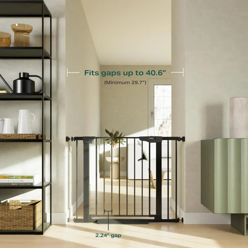 29.7-40.6" Pet Gate for Stairs/Doorways, Mom's Choice Winner, Auto-Close Pressure Mounted, Pet & Child Safety Gate Indoor