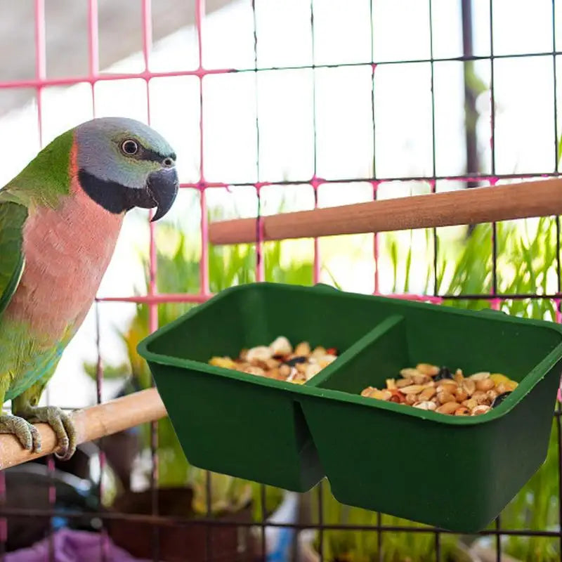 2 In1 Bird Food Water Bowl Dual Feeding Cup Plastic.