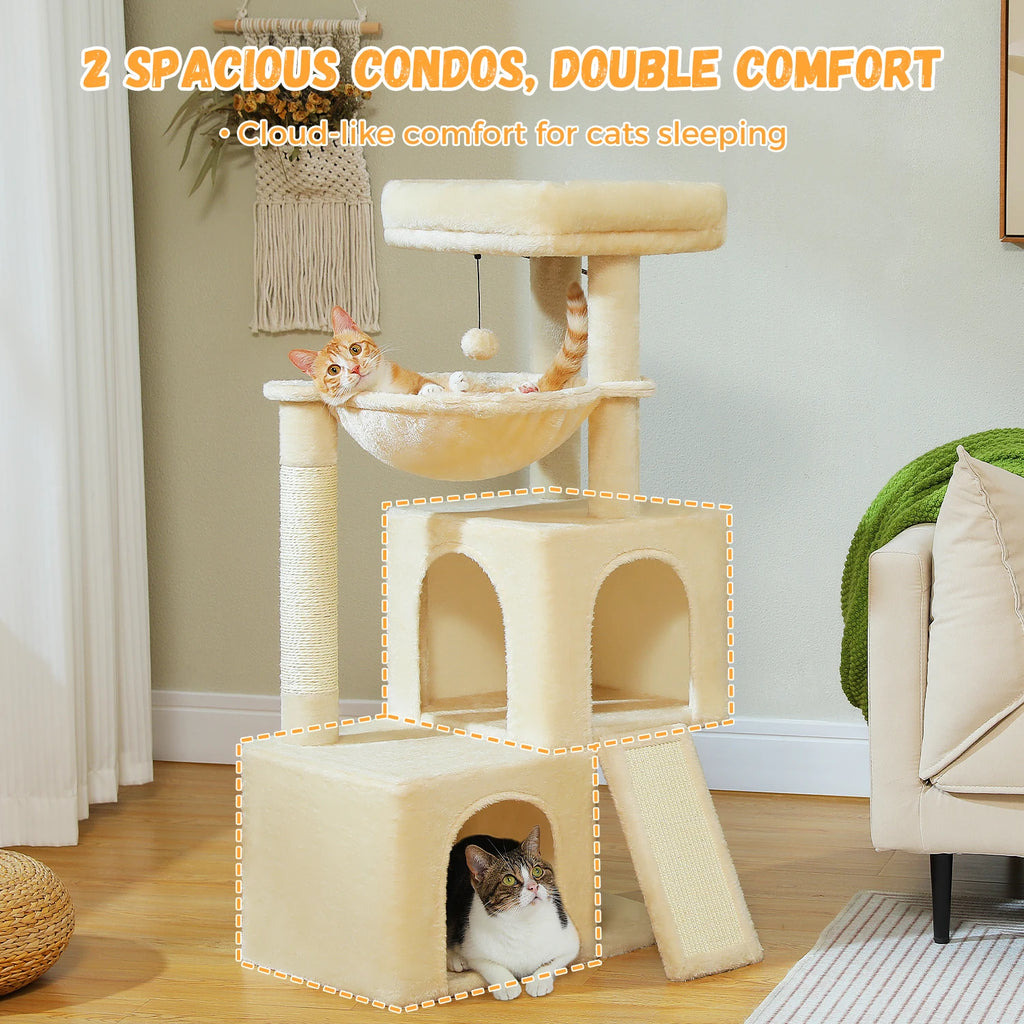 Large Cat Tree for Indoor Cats Multi-Level Cat Tower with Spacious Condos.