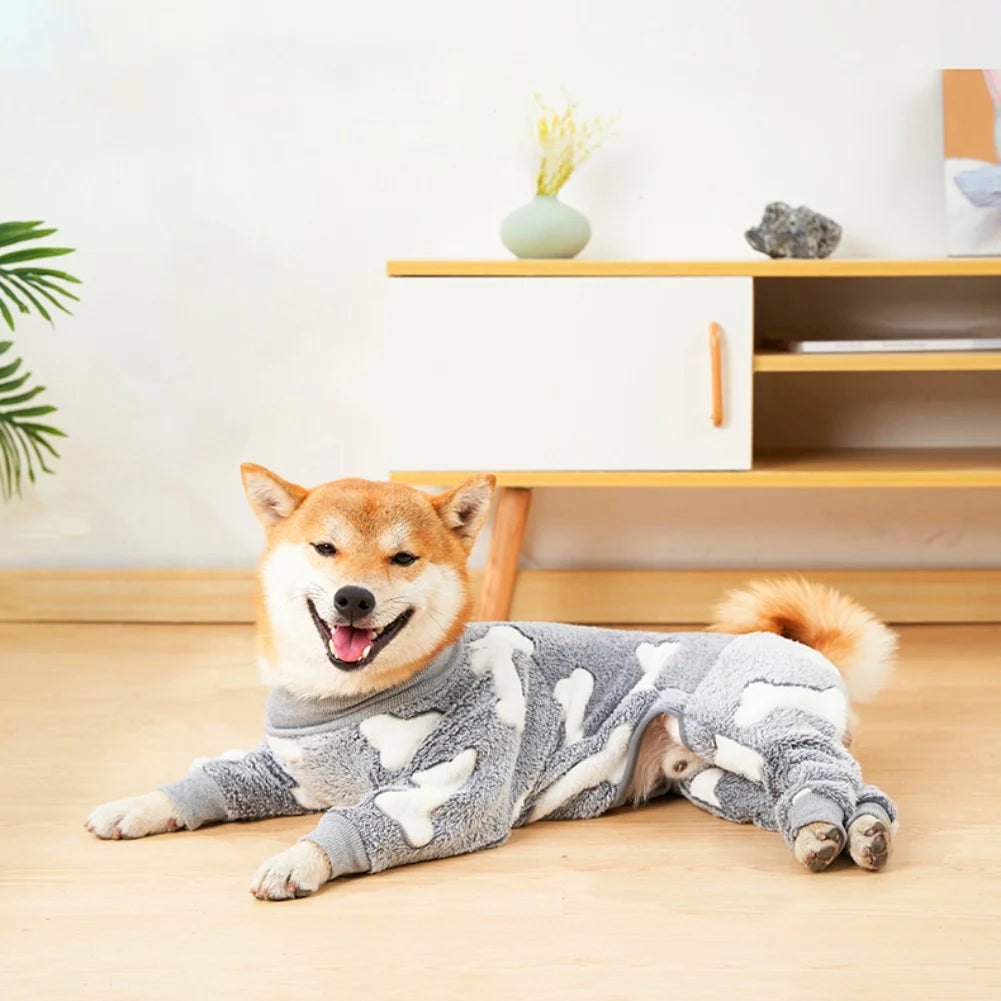 Winter Pet Dog Jumpsuit Clothes Warm Fleece Puppy Dog Pajamas