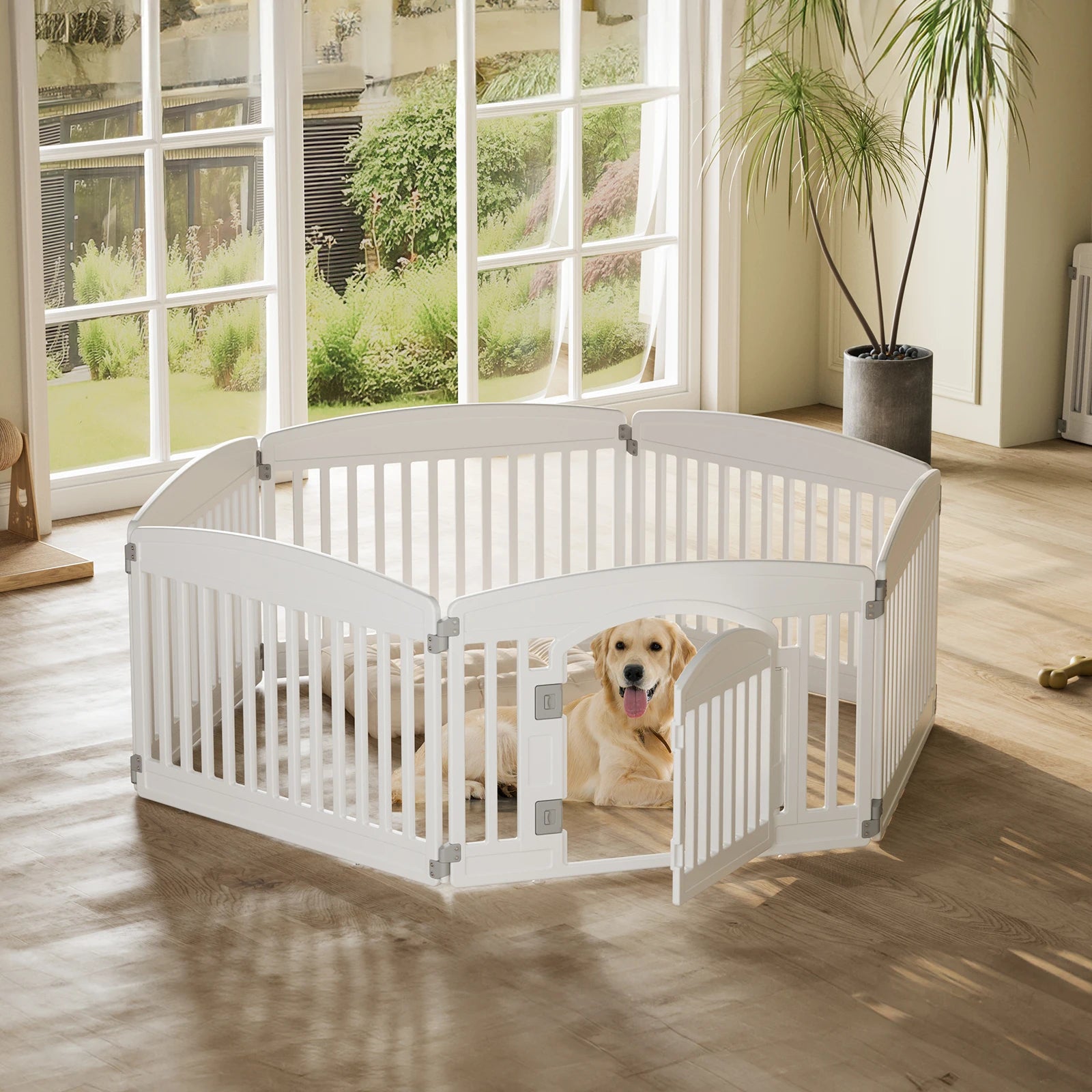 Plastic Dog Playpen 6 Panel 24IN Expandable Durable Pet Fence for Medium Dogs.