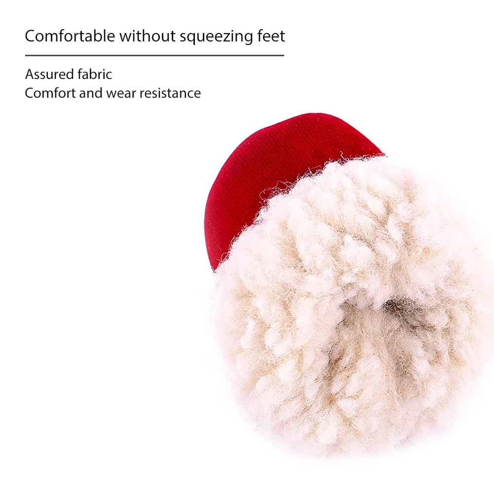 4Pcs Pet Dog Snow Boots Autumn Winter Warm Plush Dog Shoes.