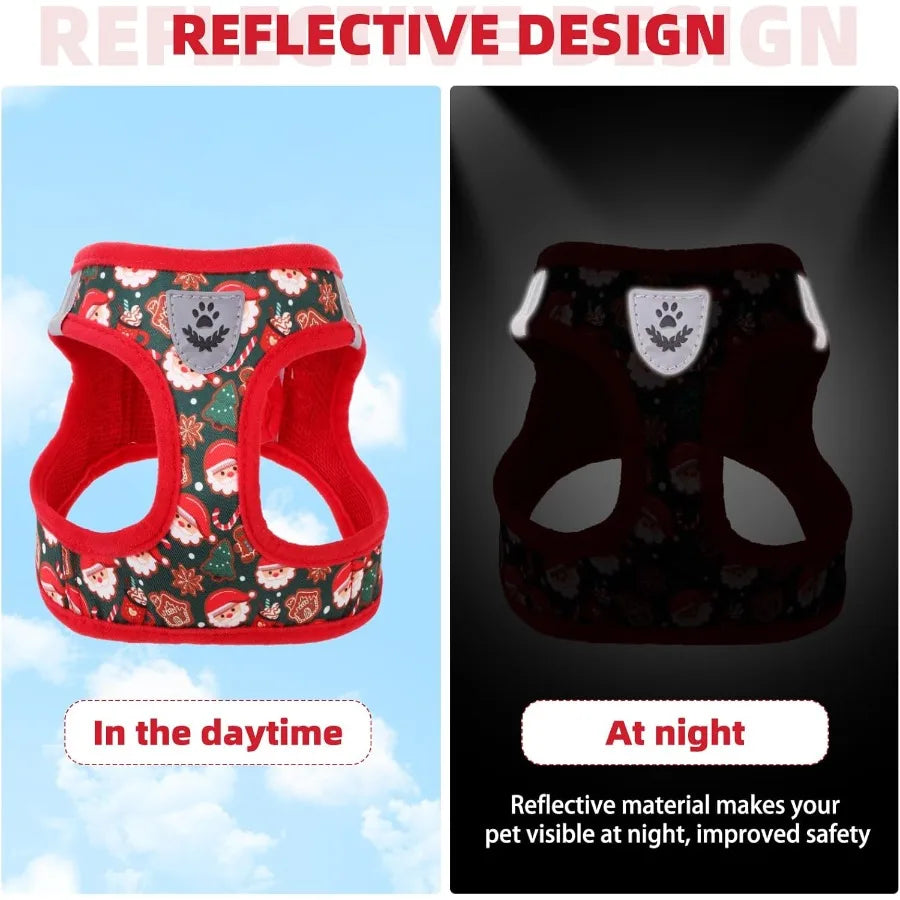 Christmas Dog Harness for Small Medium Dogs.