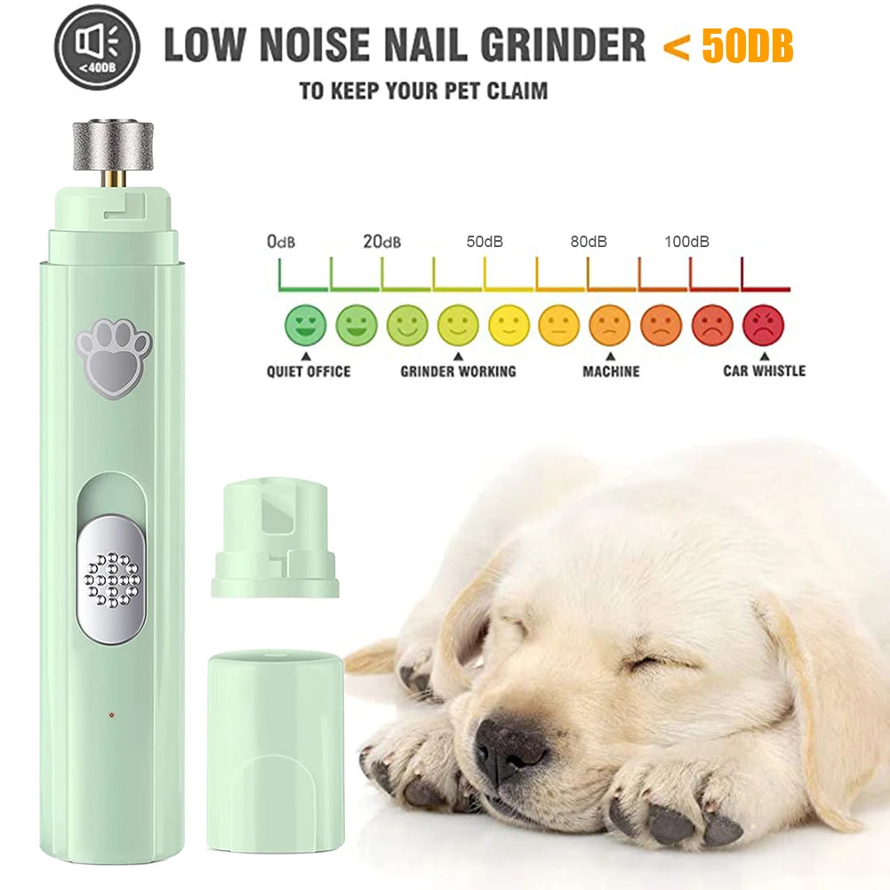 Electric Dog Nail Grinder USB Rechargeable LED Light Pet Nail Trimmer.