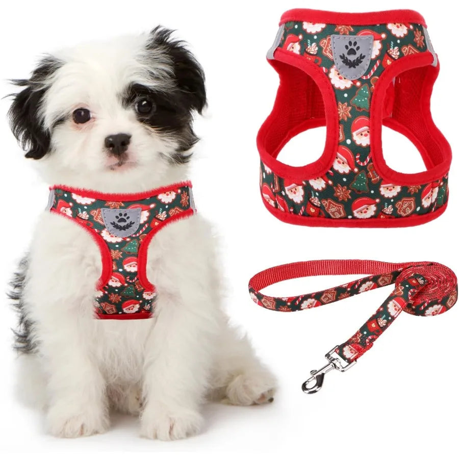Christmas Dog Harness for Small Medium Dogs.