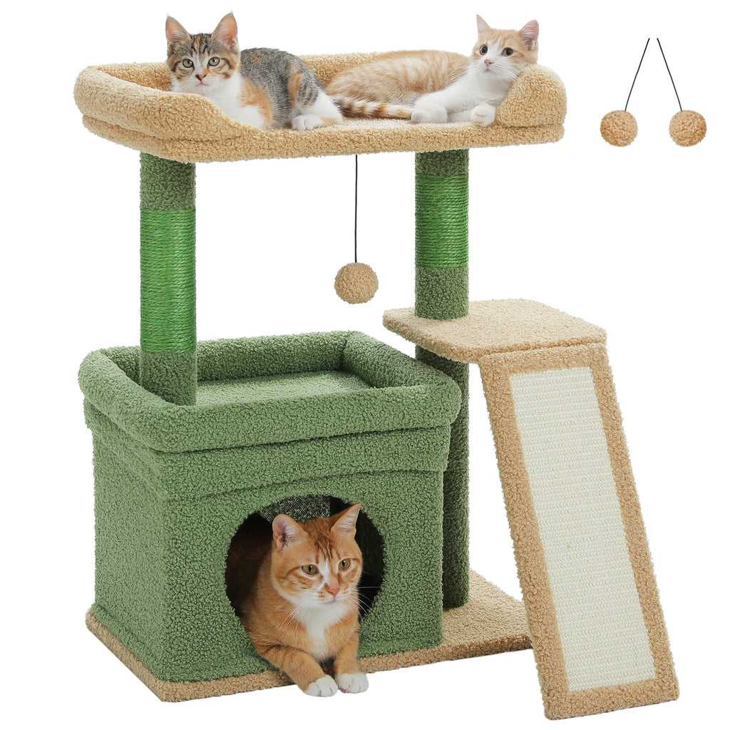 Small Cat Tree for Indoor Cat Tower with Sisal Scratching Post.