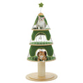 Christmas Cat Tree Tower with 3 Cozy Condos & Pompoms Multi-Level Cat House.