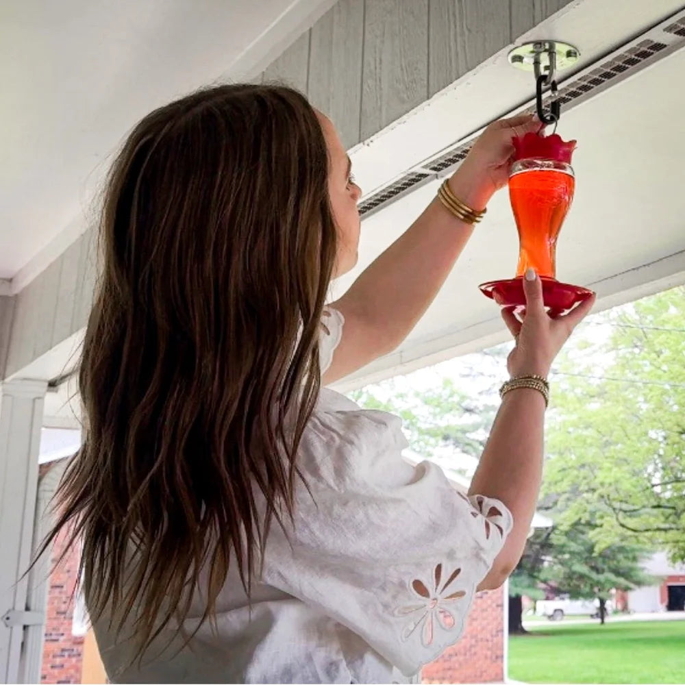 Glass Hummingbird Feeder Bee Resistant Ant Moat Easy Clean Dishwasher Safe.