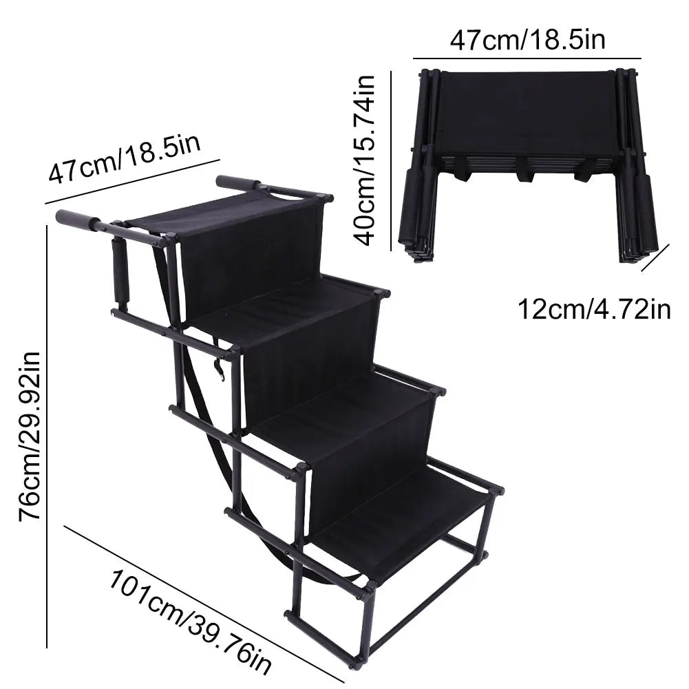 4 Steps Pet Ramp Foldable Dog Pet Ramp with Nonslip Surface Pet Ladder.