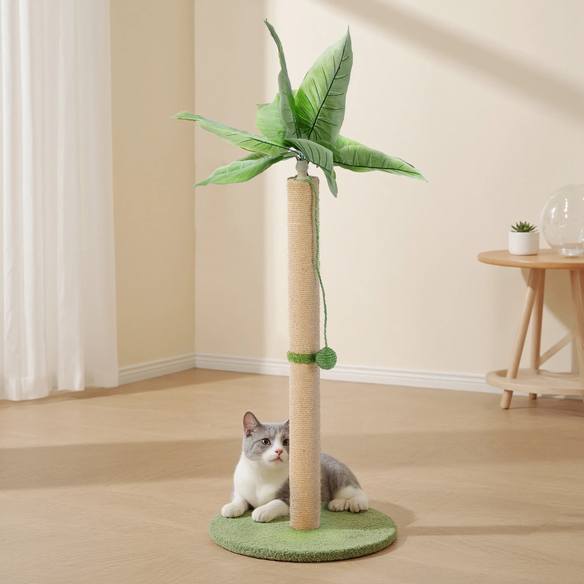 JHK 33In Tall Cat Scratching Post with Dangling Ball for Indoor Cats.