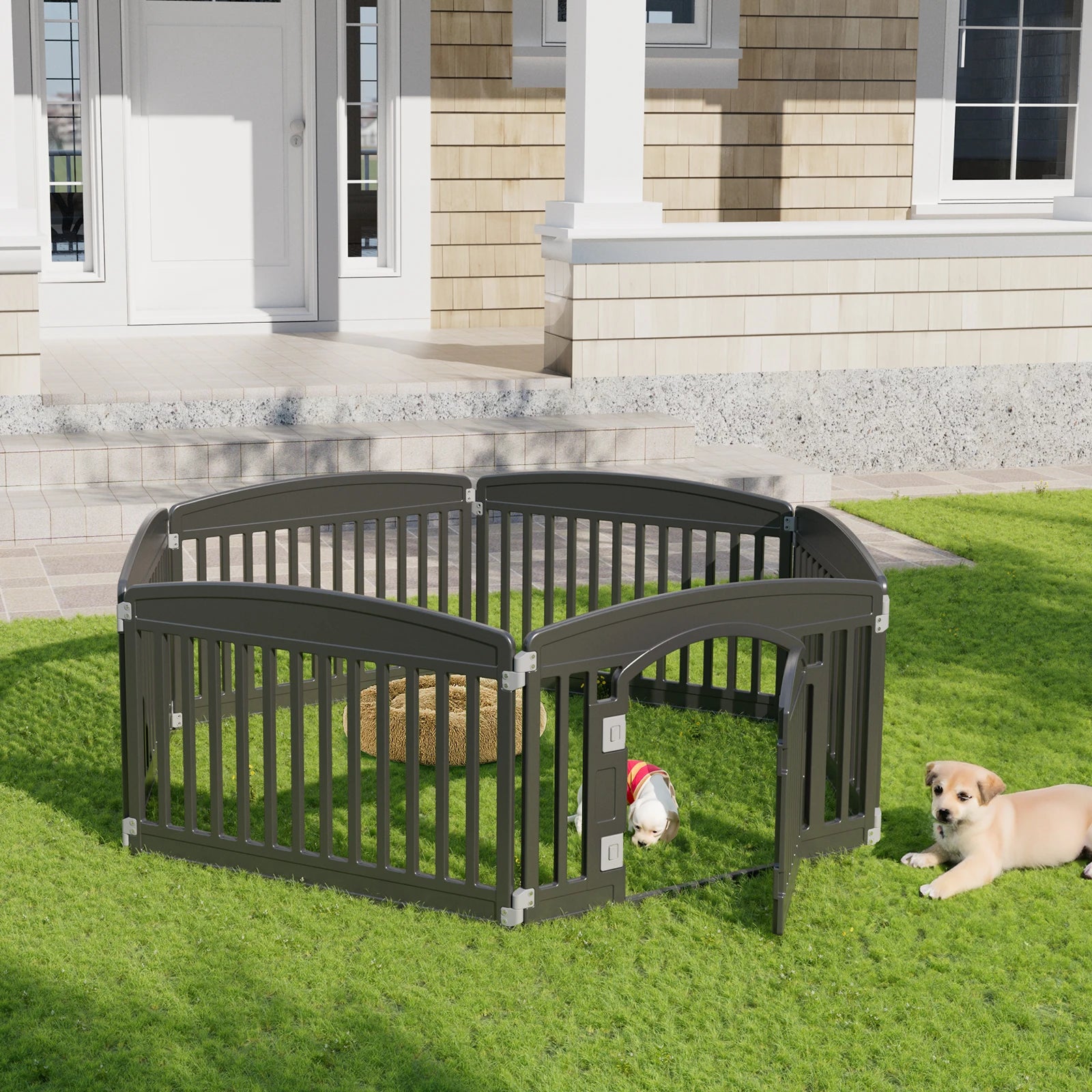 Plastic Dog Playpen 6 Panel 24IN Expandable Durable Pet Fence for Medium Dogs.