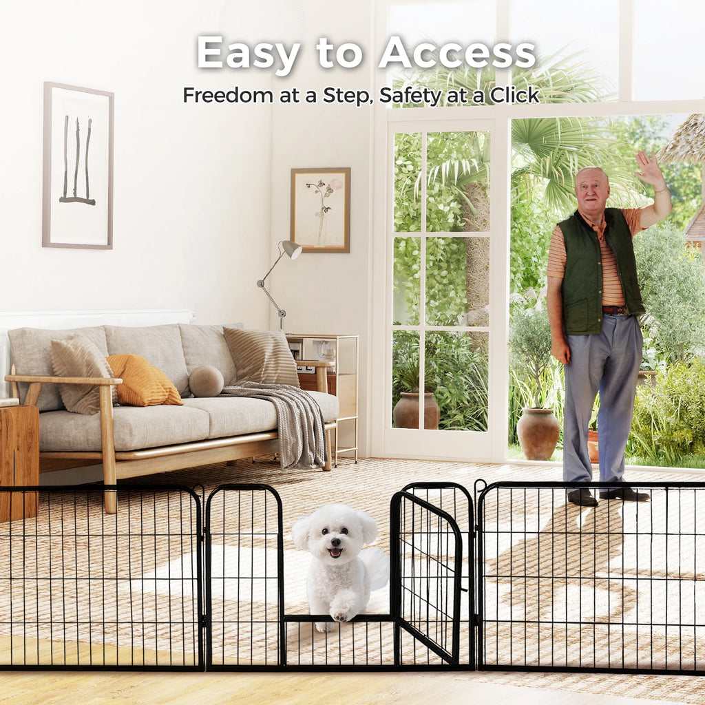 Heavy-Duty Metal Puppy Playpen – 24"/32"/40" Options, 8/16 Panels.