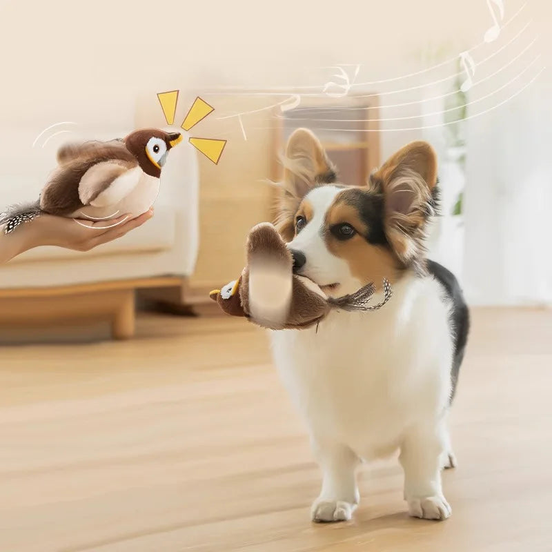 Bird-Shaped Cat Toy Interactive Toys Dog Rechargeable Chirping Flapping Bird.