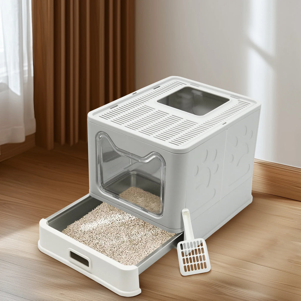4-Style Cat Litter Box with Lid Large Kitty Litter Box.