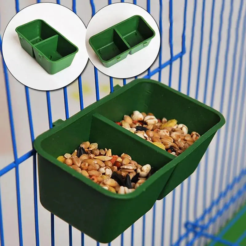 2 In1 Bird Food Water Bowl Dual Feeding Cup Plastic.
