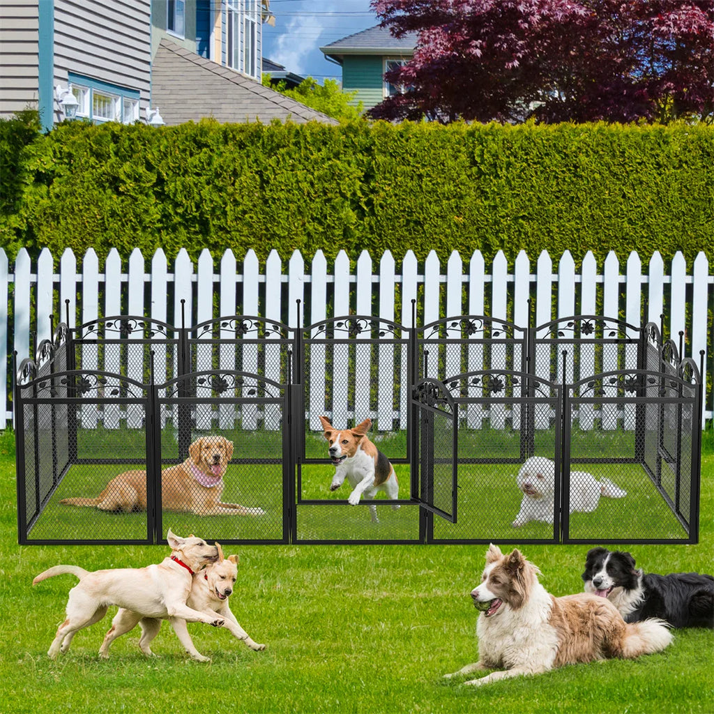 8 Panels DIY Heavy Duty Dog Playpen Pen Outdoor Indoor Dog Puppy Metal Fence