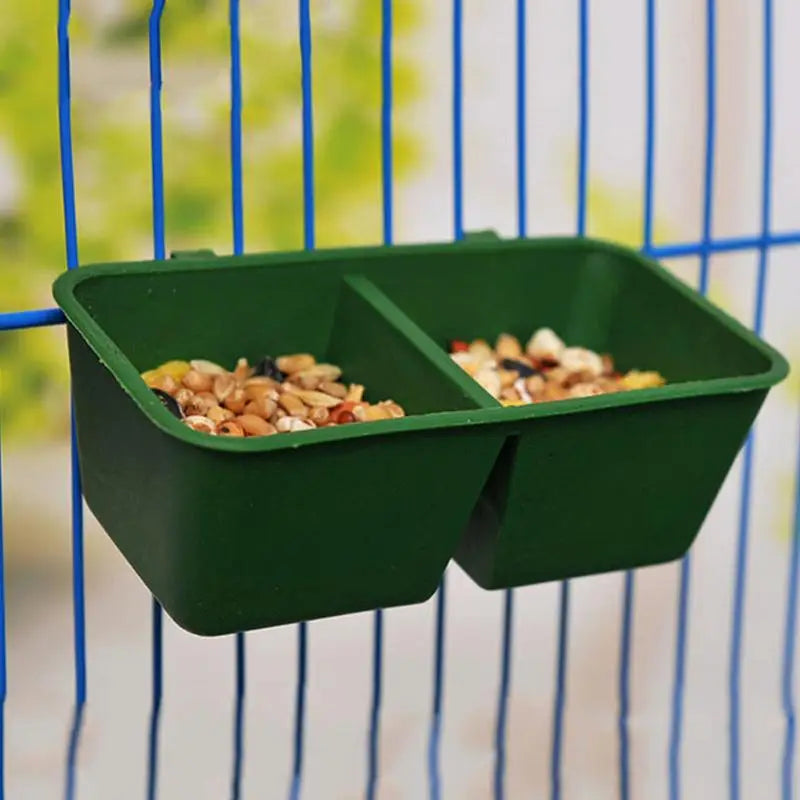 2 In1 Bird Food Water Bowl Dual Feeding Cup Plastic.