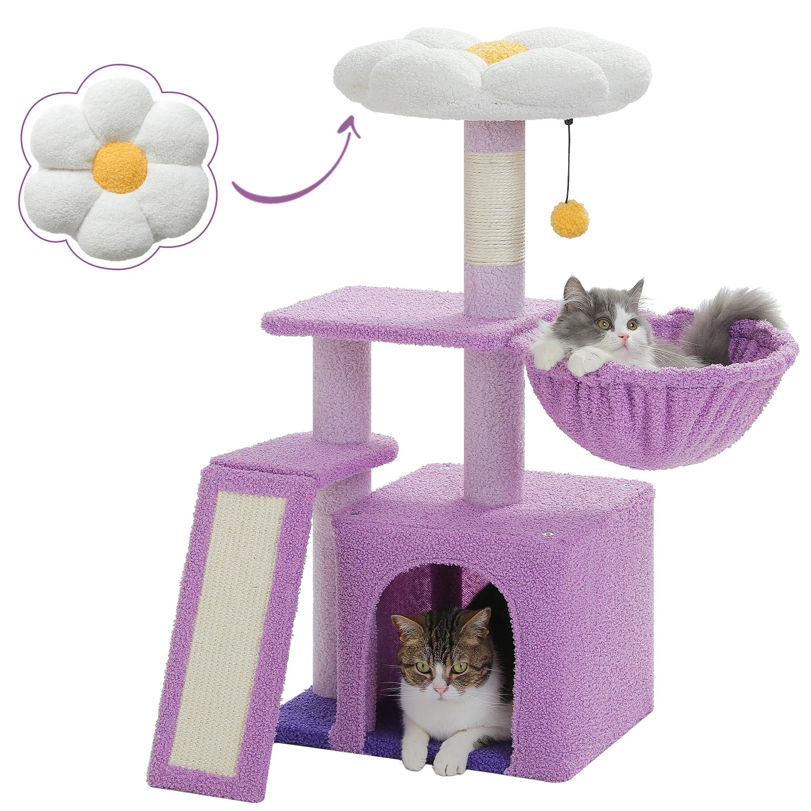 Small Cat Tree Cat Tower with Natural Sisal Scratching Post, Spacious Top Perch.