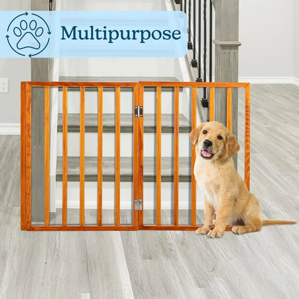 3-Panel Foldable Indoor Pet Gate for Stairs and Doorways.