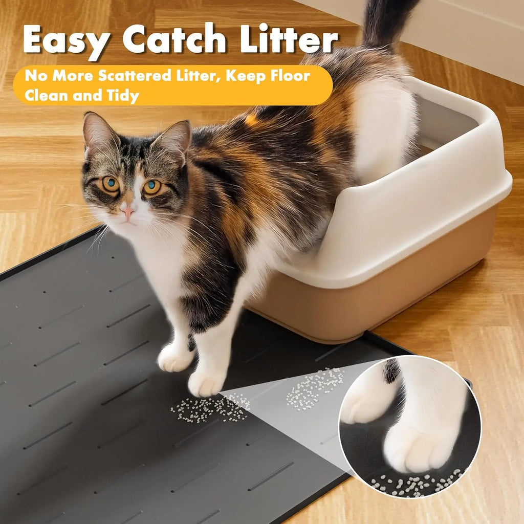Silicone Cat Litter Trapping Mat, 34''x22'' Large Cat Litter Mat.