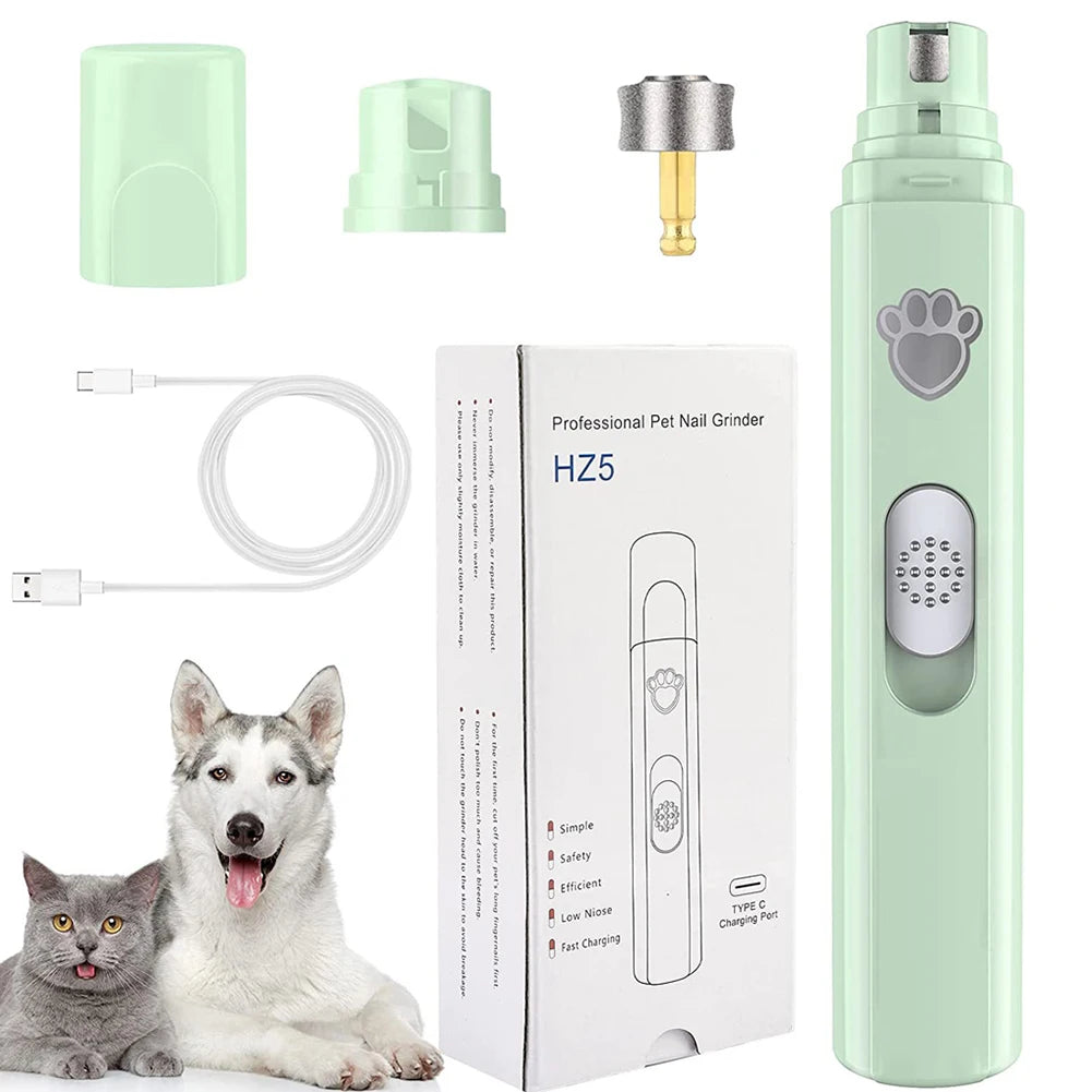 Electric Dog Nail Grinder USB Rechargeable LED Light Pet Nail Trimmer.