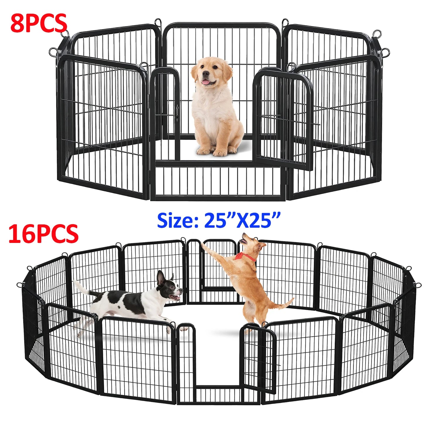 Dog Playpen with Door, Outdoor/Indoor Foldable Metal Pet Fence.