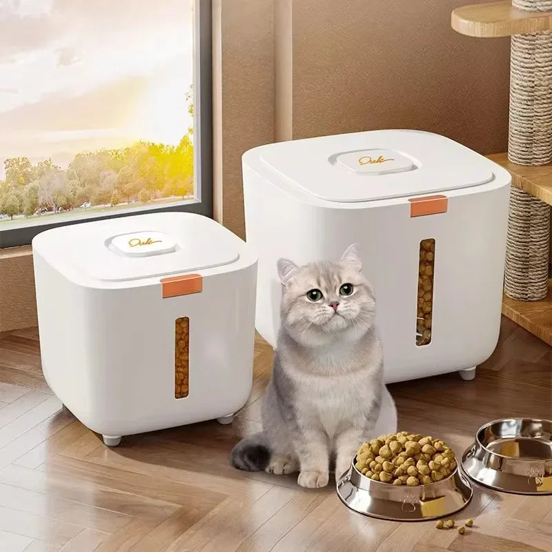 Pet food storage barrel food sealed moisture-proof cat food barrel.
