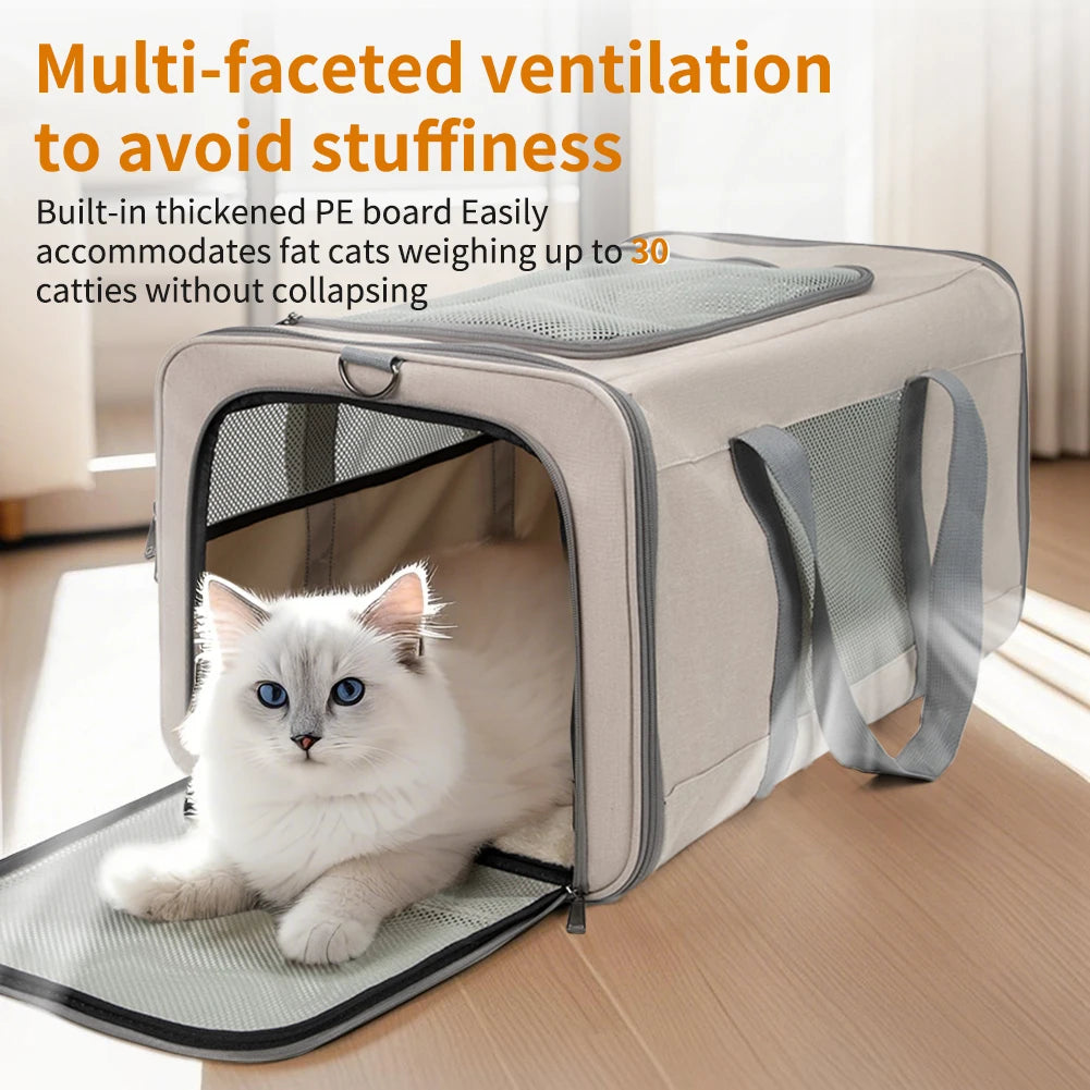 Cat trolley for 2 cats – Cat transport box large with wheels transport bag with wheels & safety belts for travel