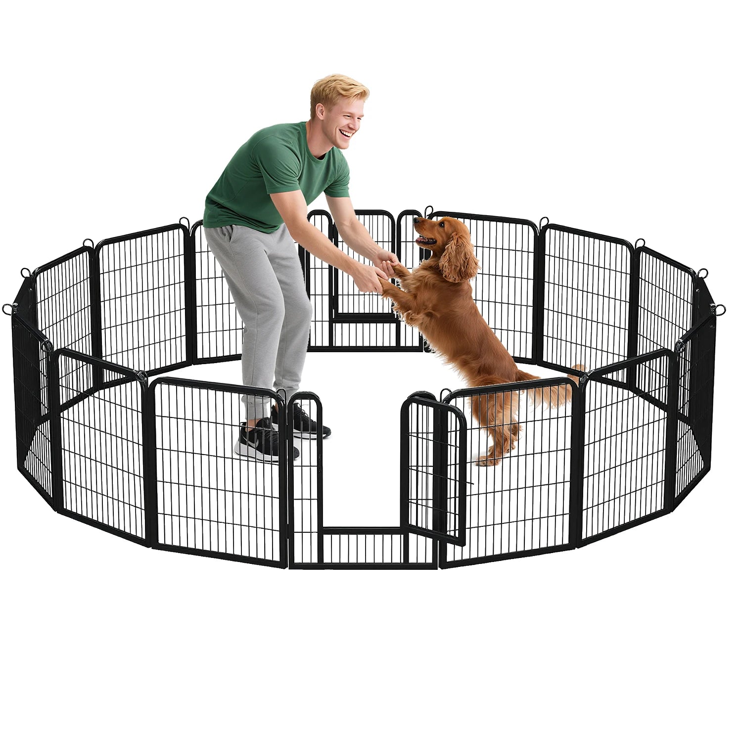 Heavy-Duty Metal Puppy Playpen – 24"/32"/40" Options, 8/16 Panels.