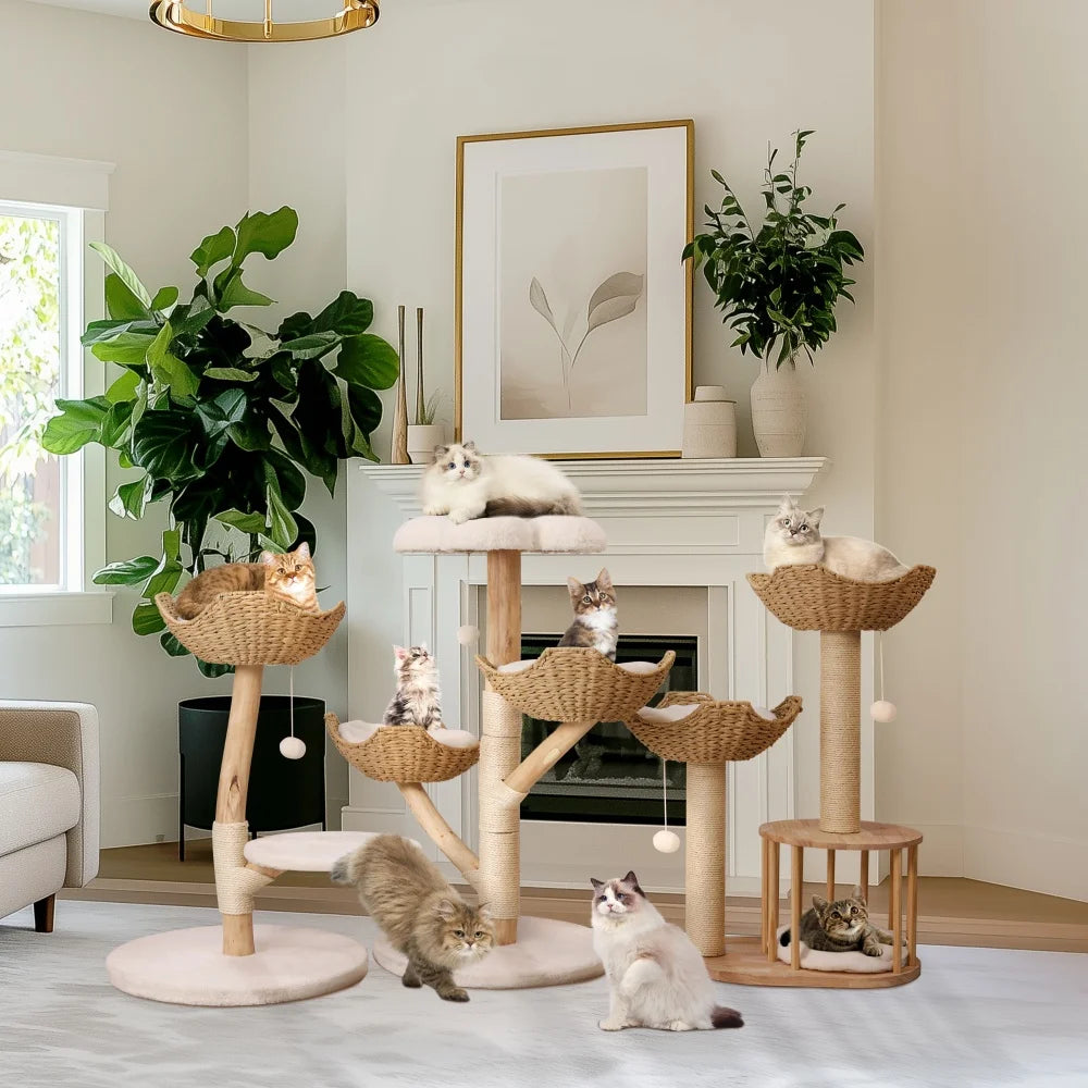 Large Cat Tree Tall Cat Tower for Indoor Cats Multi-Level Plush Cat Condo.