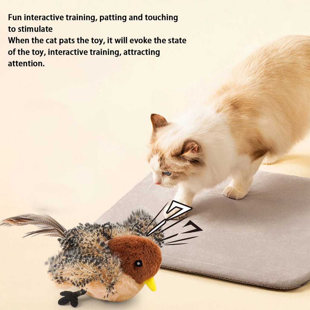 Remote Control Simulated Chirping Bird Toy Plush Chirping Cat Toy