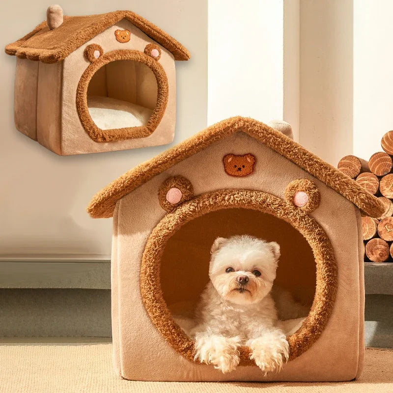Foldable Pet House Removable Washable Cat House Puppy Cave.