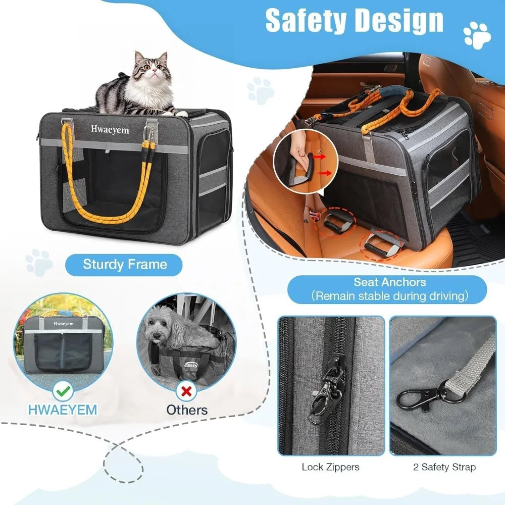 Pet Carrier with Wheels, Rolling Carrier for 2 Cats or Medium Dog, 24 X 15 X 17 Portable Crate.