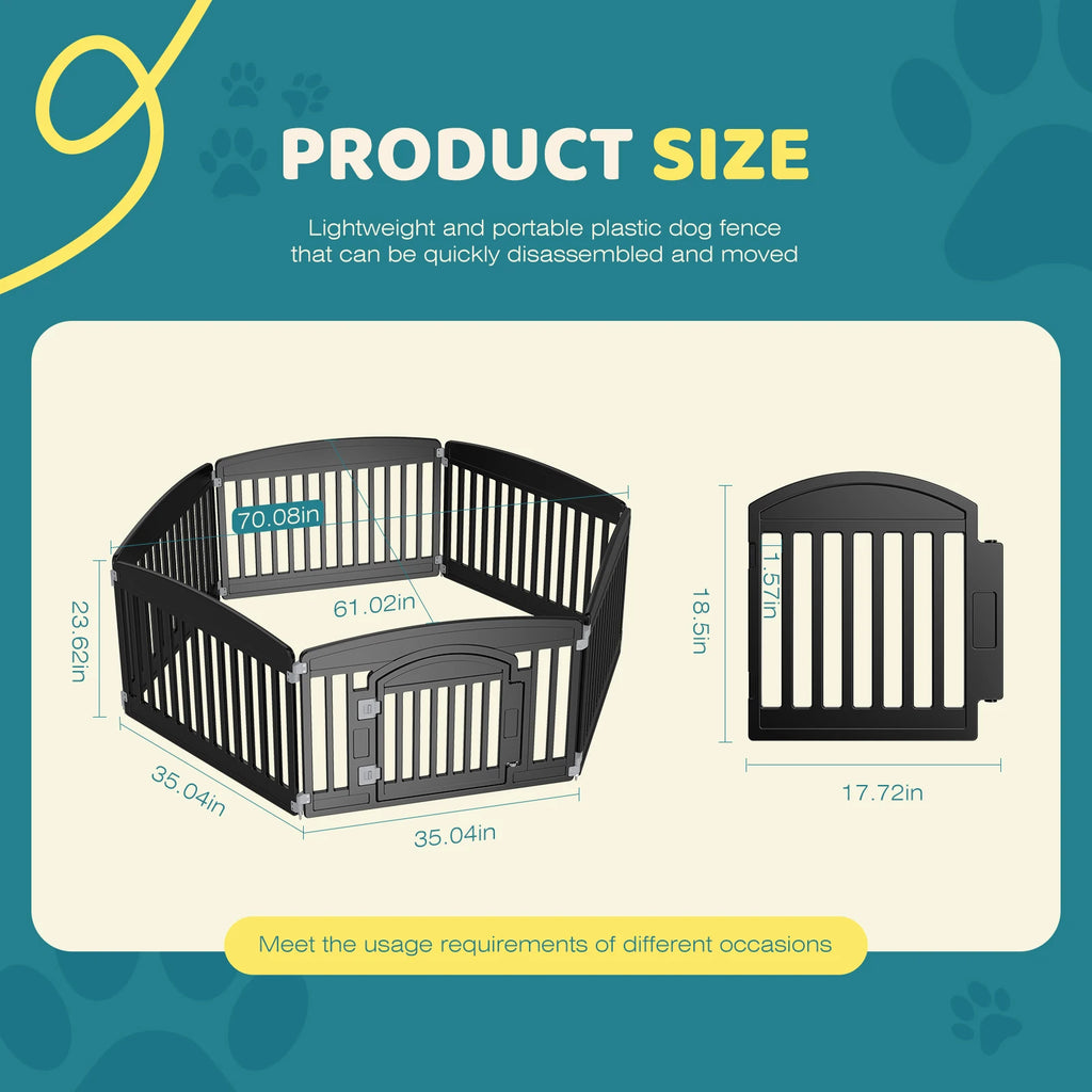 Plastic Dog Playpen 6 Panel 24IN Expandable Durable Pet Fence for Medium Dogs.