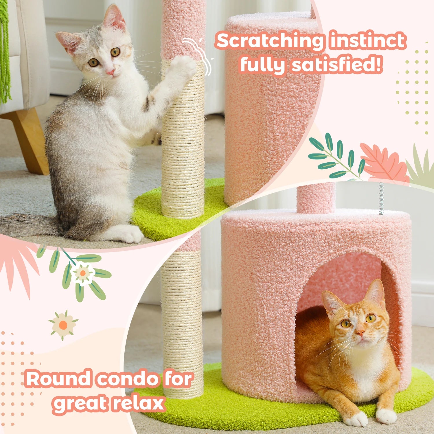 Flower Cat Tree for Indoor Cats, Small Cat Tower with Sisal Scratching Post,