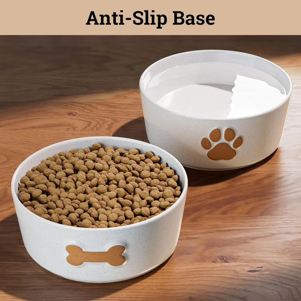 Ceramic Dog Bowl Set of 2 with Anti-Skid Base.