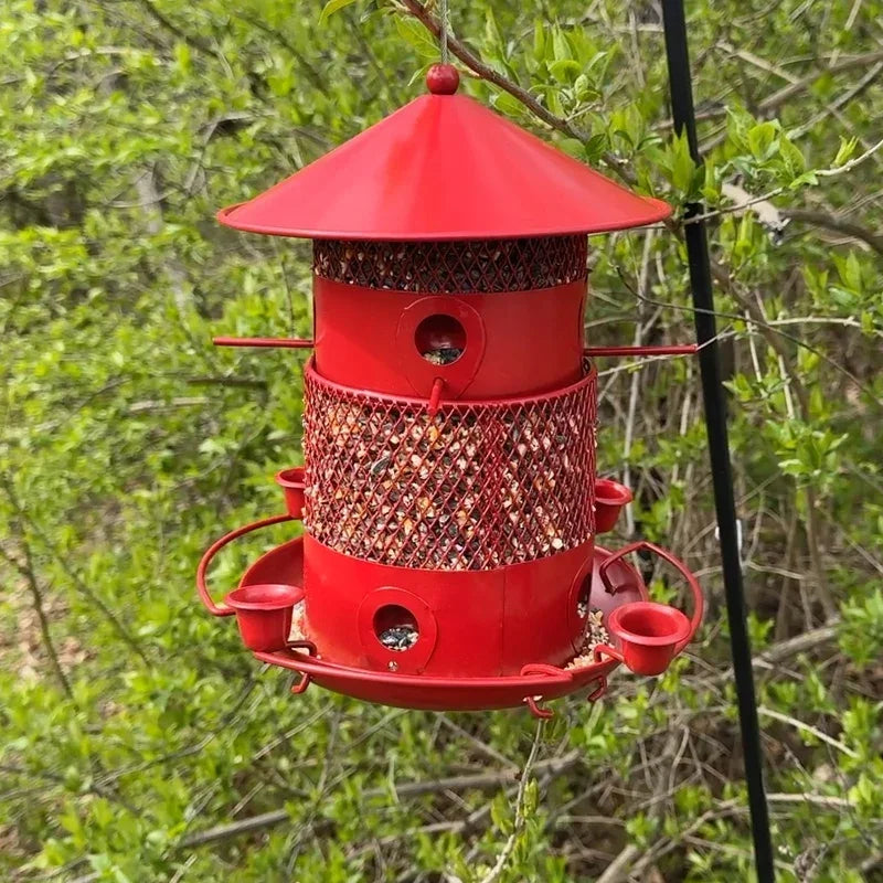 2 Tier Metal Bird Feeder for Outdoors Hanging Wild Bird Feeders Large Seed Capacity.