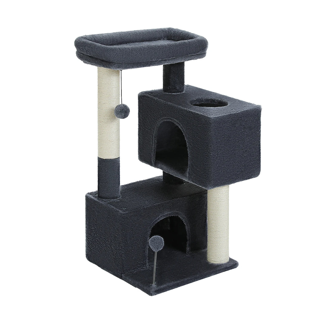Small Cat Tree Cat Tower with Natural Sisal Scratching Post, Spacious Top Perch.
