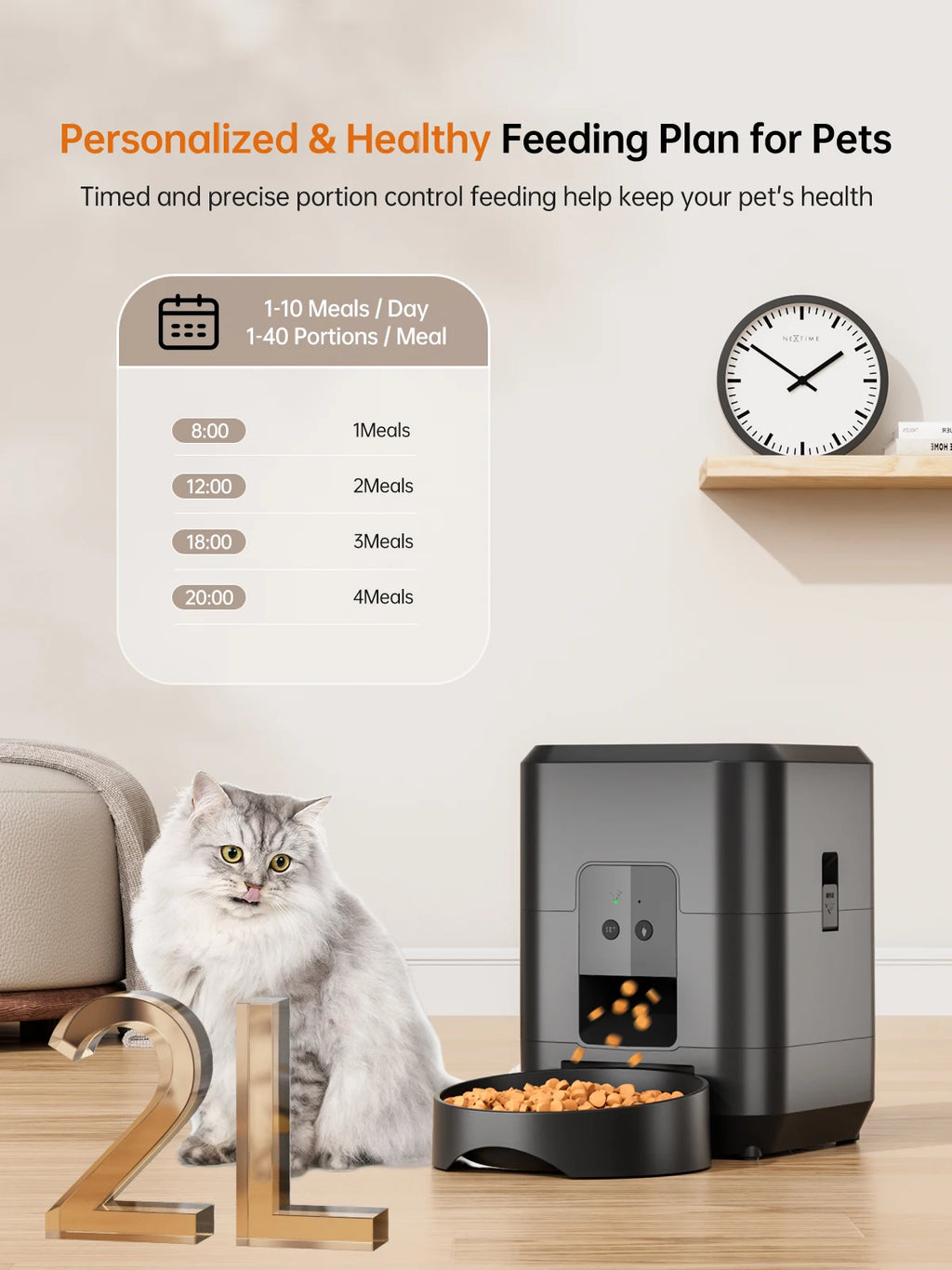 Automatic Cat Lover Gift And Cat Mom Love Feeder With App Control.
